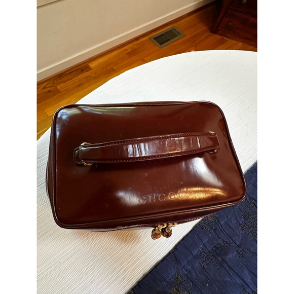 Gucci Brown Patent Leather Vanity Case w/Bamboo Accents - Picture 3 of 13
